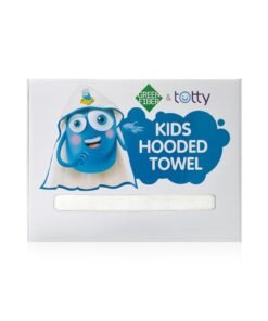 منشفة أطفال بطربوش بيضاء مع حواف زرقاء Totty corner baby towel