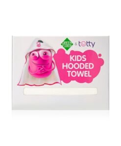 منشفة أطفال بطربوش بيضاء مع حواف ورديةTotty corner baby towel